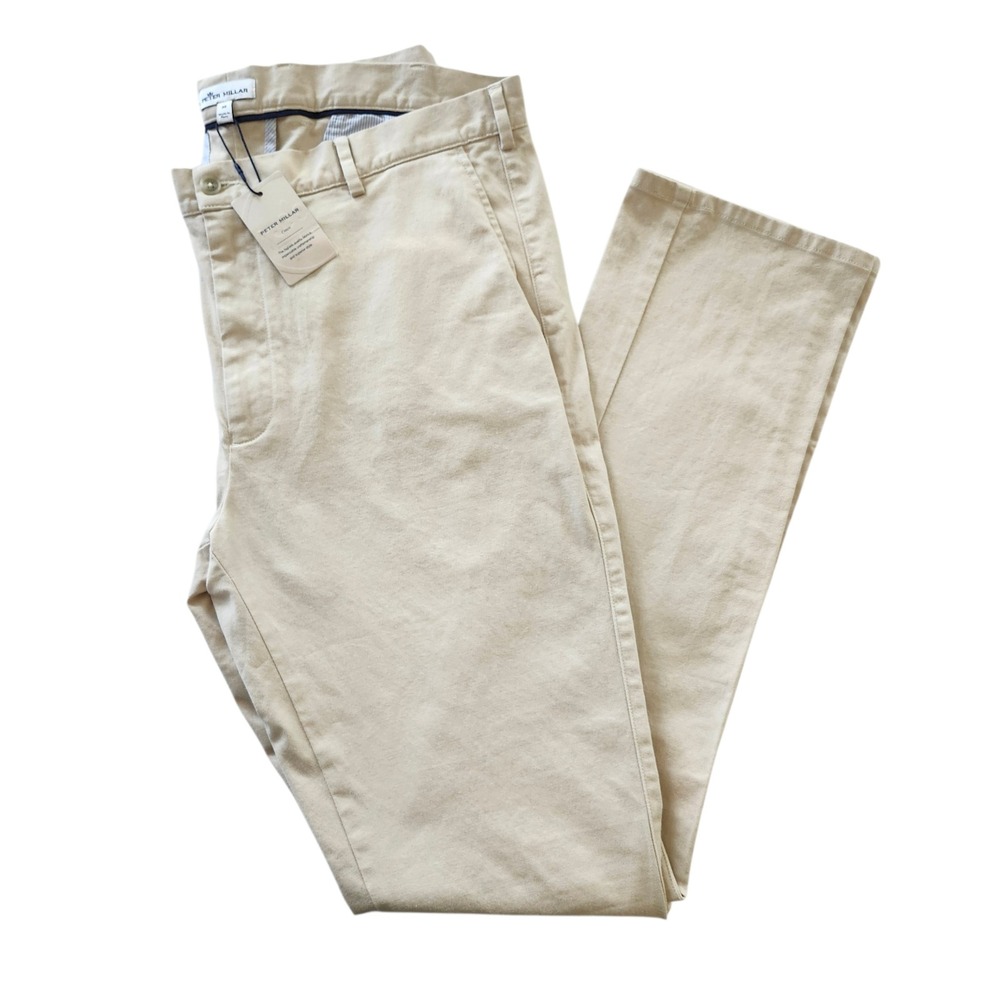 NWT Peter Millar Crown Pilot Twill Stone tan Pima Cotton Chino Pants Men's sz 38